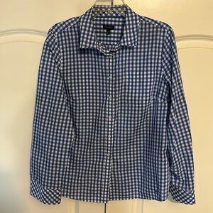 Talbots Women’s Shirt: Sz 12 Blue & White Button Top
